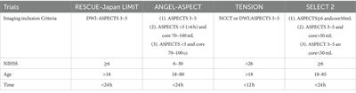 Application of imaging modalities for endovascular thrombectomy of large core infarcts in clinical practice